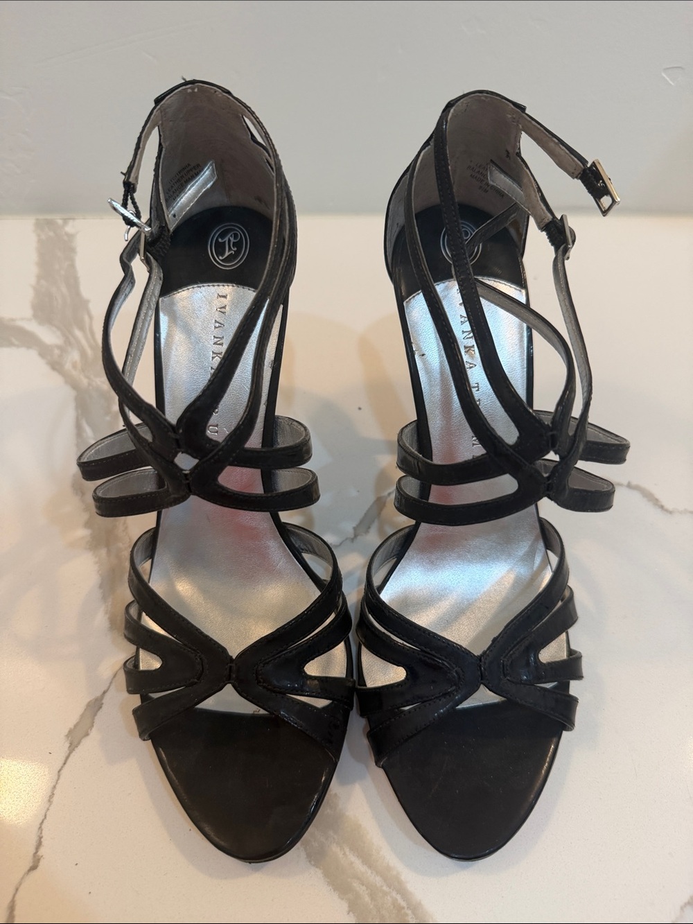 Ivanka Trump Black Strappy Open-Toe Heels